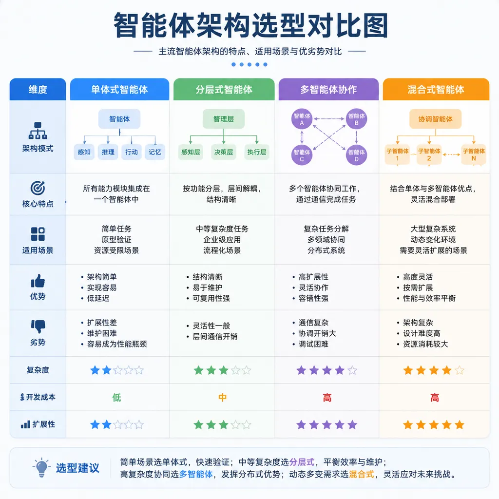 Agent architecture comparison chart