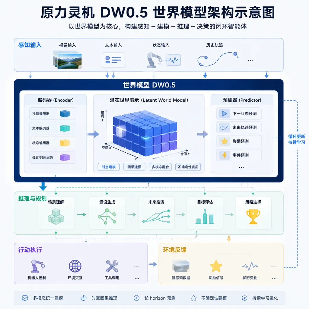 ForceBrain DW0.5 World Model Architecture Diagram