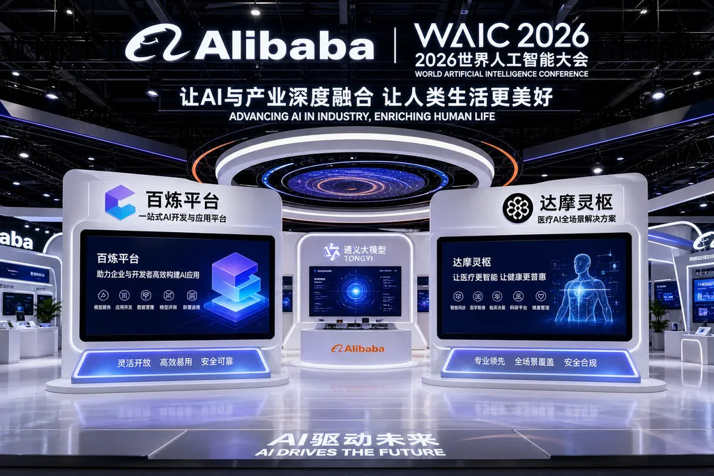 WAIC 2026 Alibaba Booth: Bailian Platform and DAMO Lingshu side by side