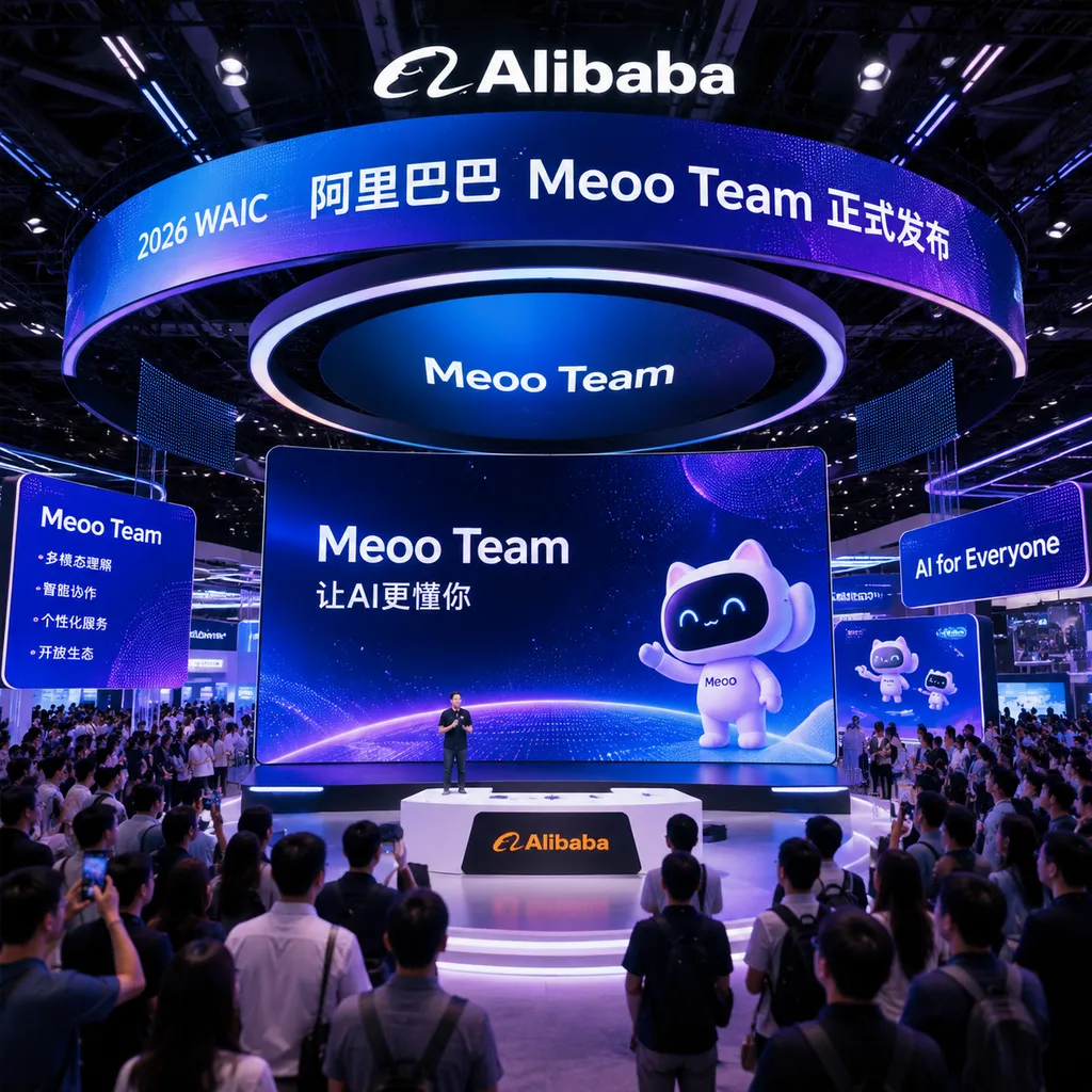 Alibaba's booth releasing Meoo Team at WAIC 2026