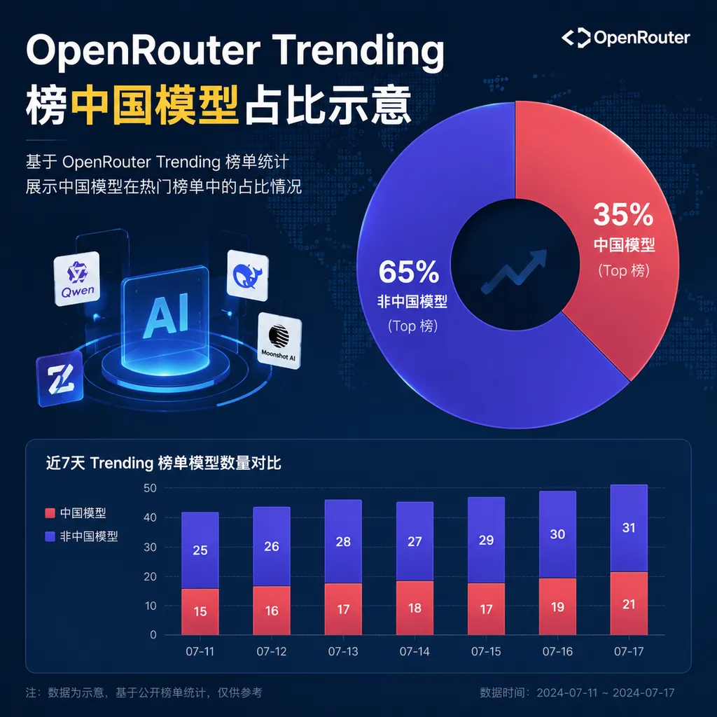 Share of Chinese models on OpenRouter Trending
