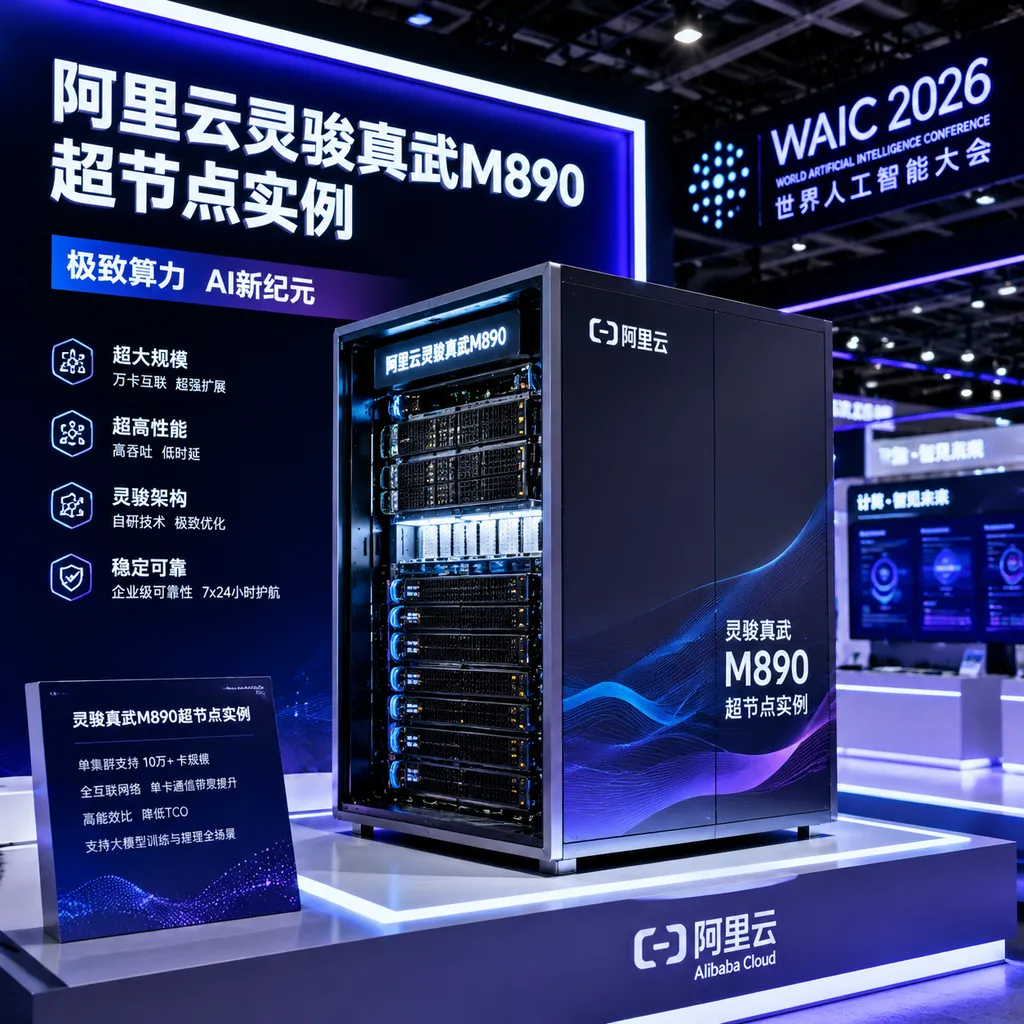 Alibaba Cloud Lingjun Zhenwu M890 super‑node instance showcased at WAIC 2026
