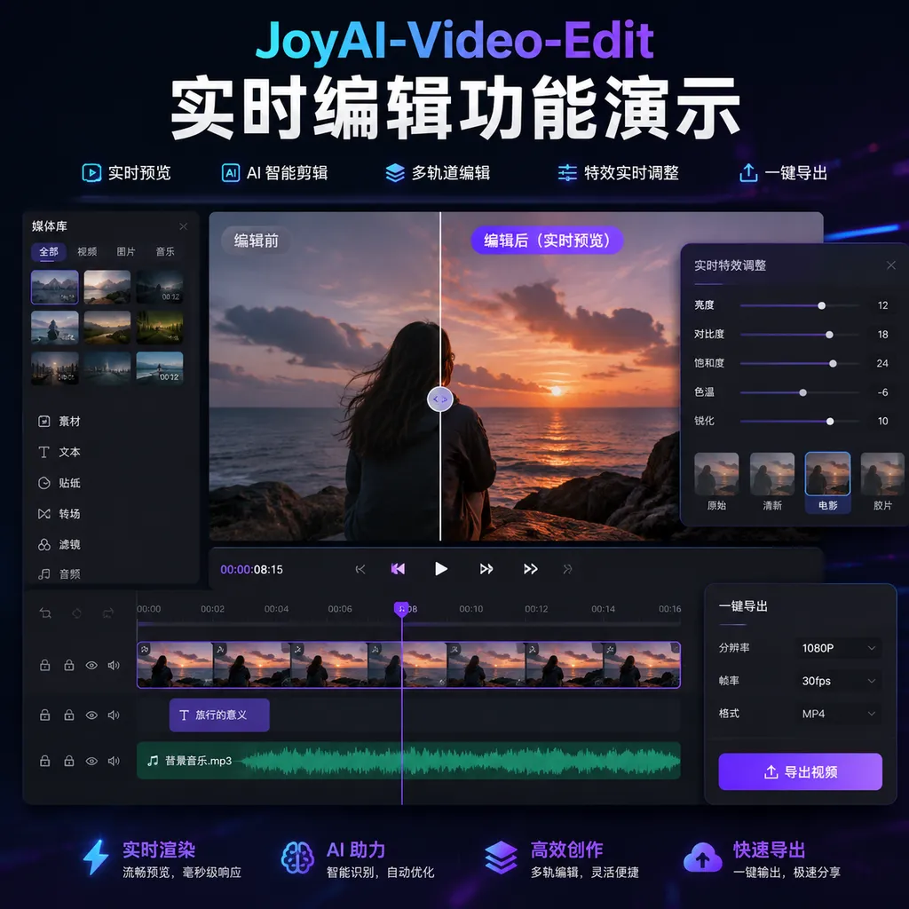 JoyAI-Video-Edit real-time editing demo
