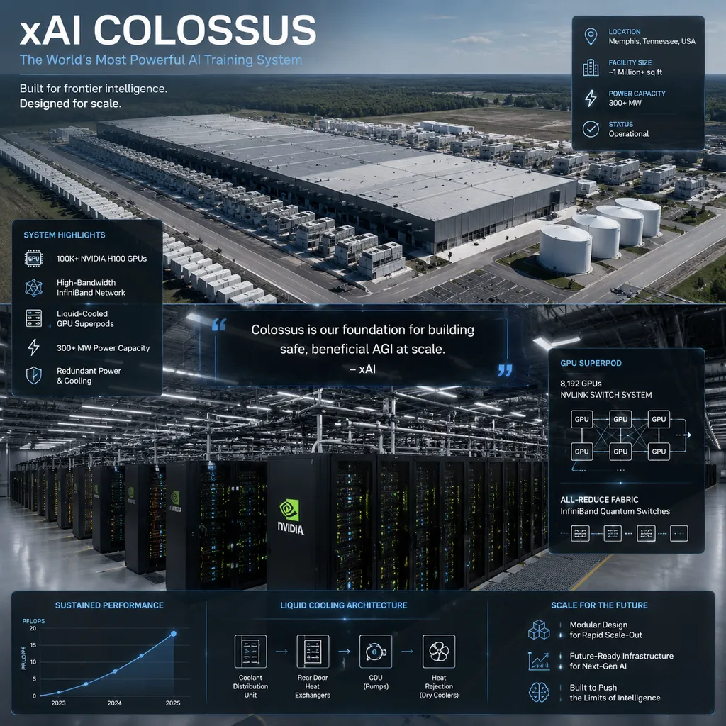 Concept image of xAI’s Colossus GPU cluster data center