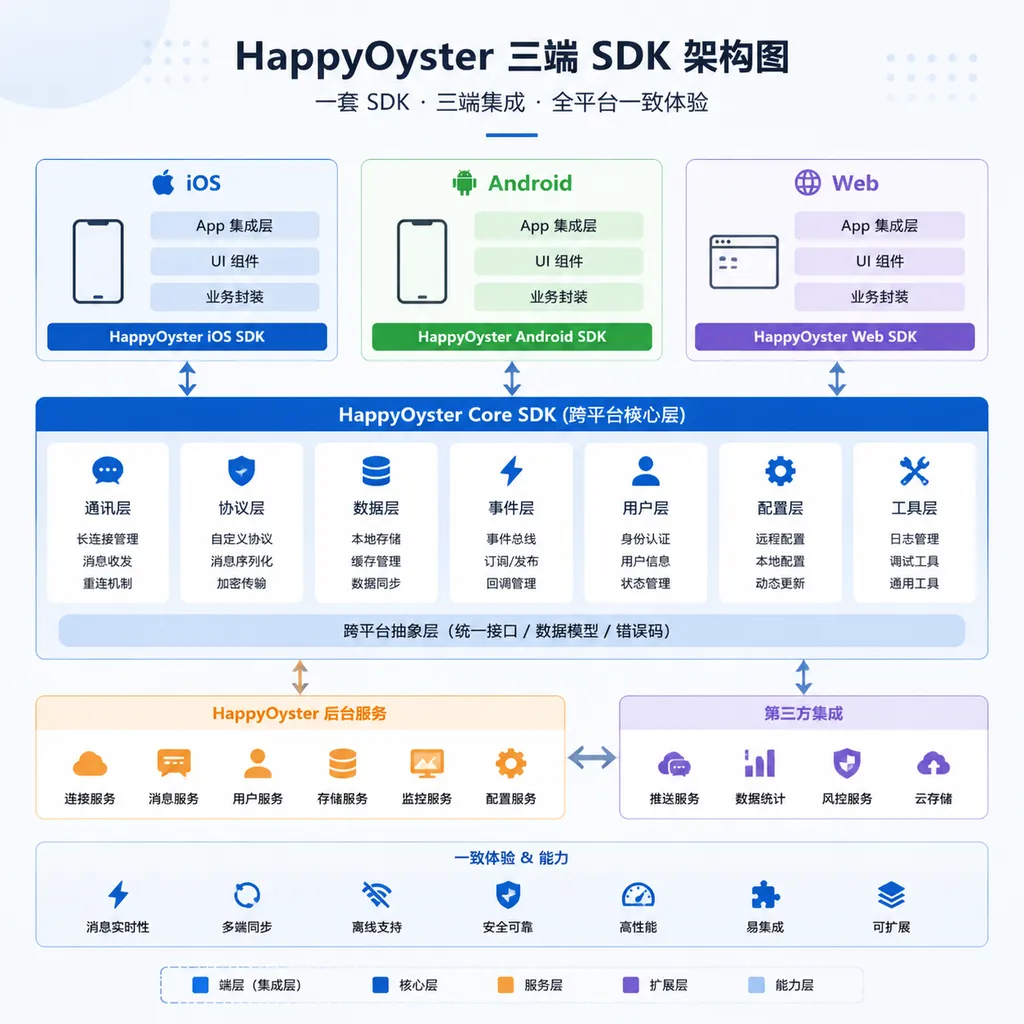 HappyOyster three-terminal SDK architecture diagram