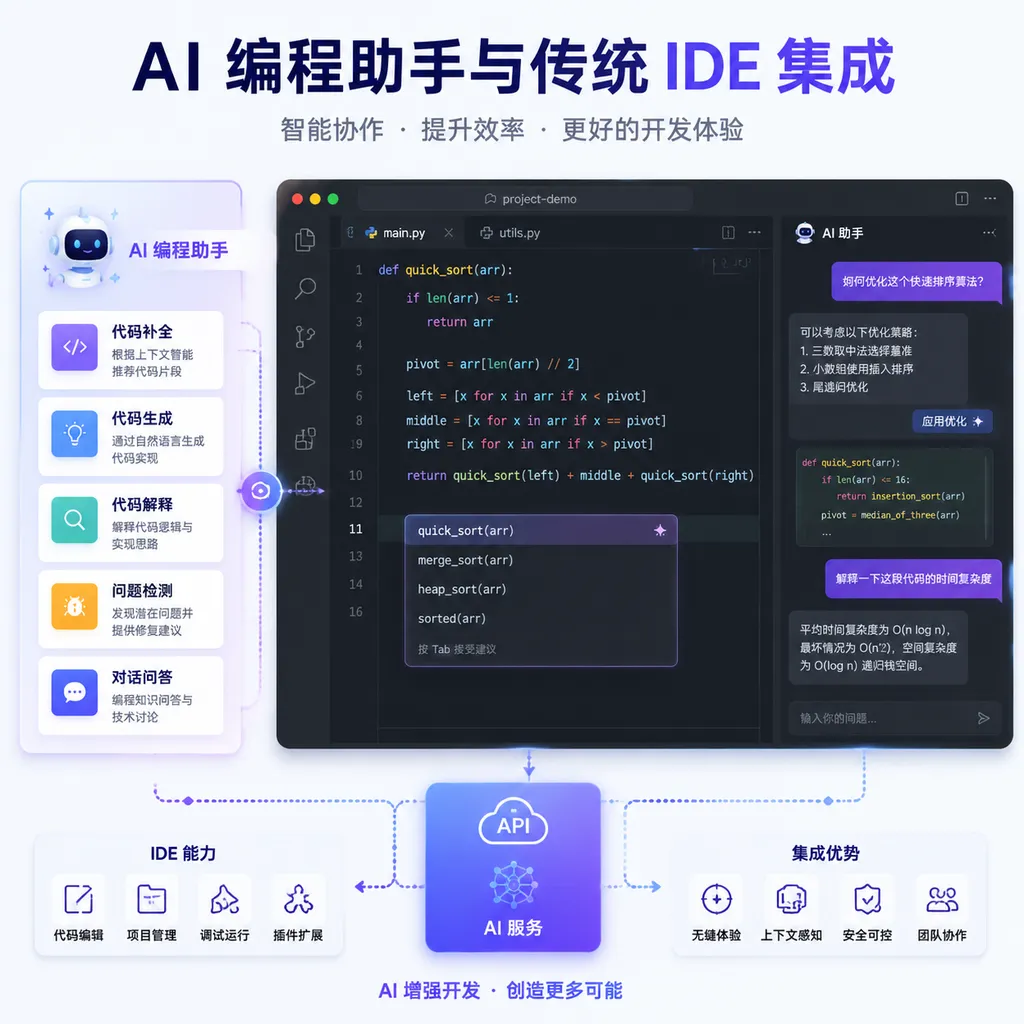 Schematic of Integration Between AI Coding Assistant and Traditional IDE