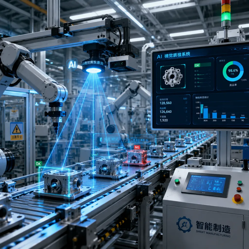 AI vision‑inspection system running on a manufacturing line
