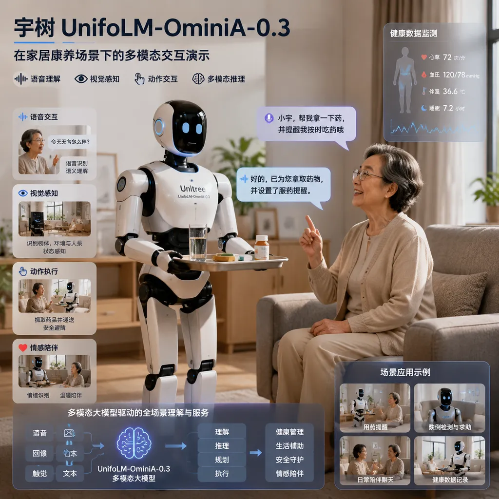 Unitree UnifoLM-OminiA-0.3 multimodal interaction demo in home healthcare scenarios