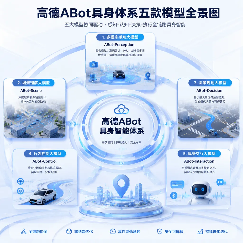Panoramic view of Amap’s ABot embodied system’s five models