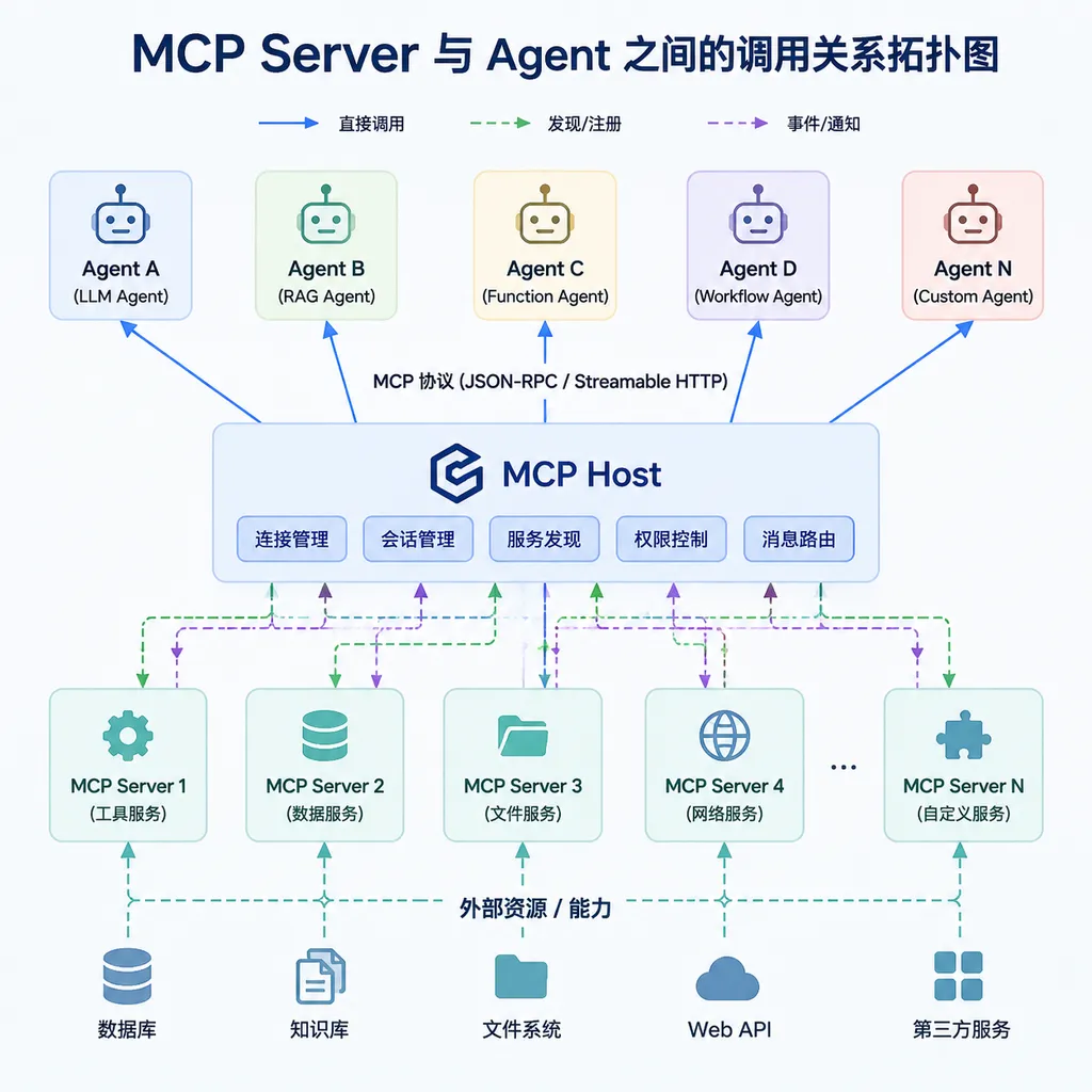 Topology diagram of calls between MCP Servers and Agent