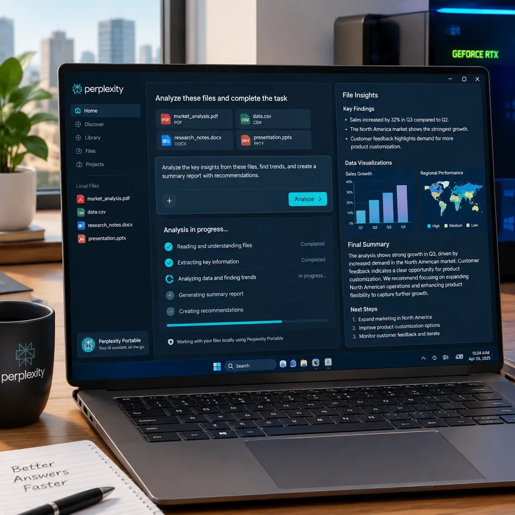 Perplexity Portable Computer 在 Windows RTX PC 上执行本地文件分析与多步骤任务