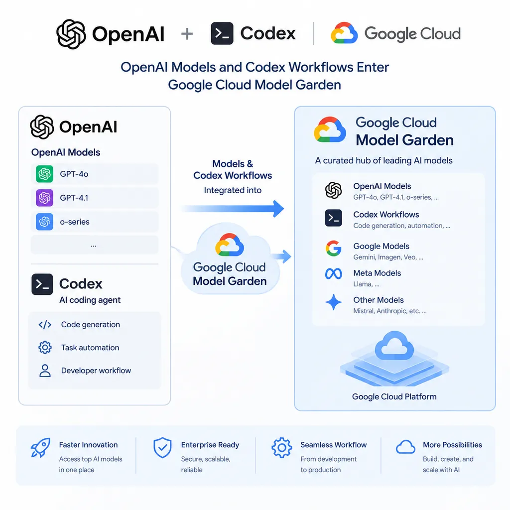 OpenAI模型与Codex工作流进入Google Cloud Model Garden的合作示意图