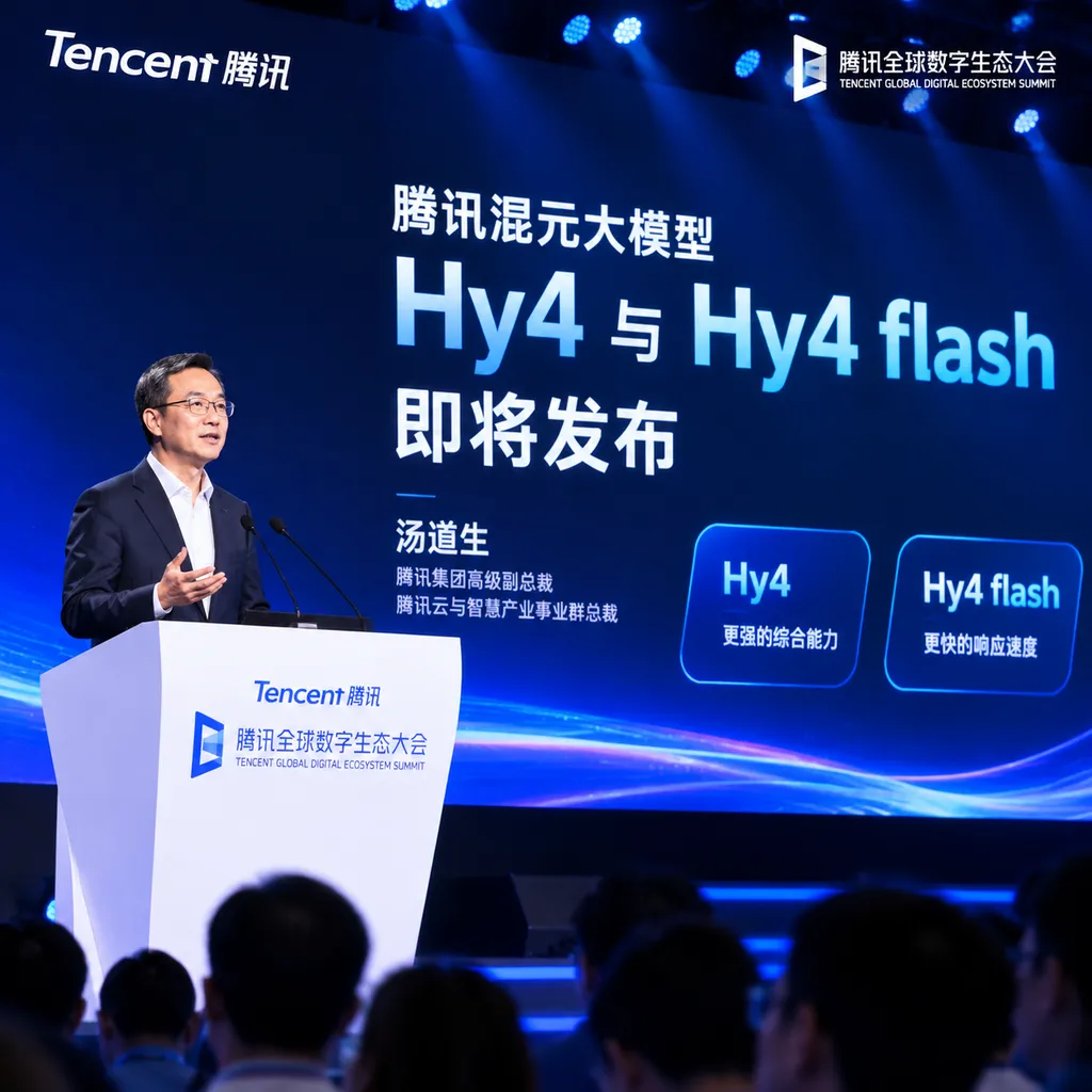 腾讯全球数字生态大会现场,汤道生宣布Hy4与Hy4 flash即将发布